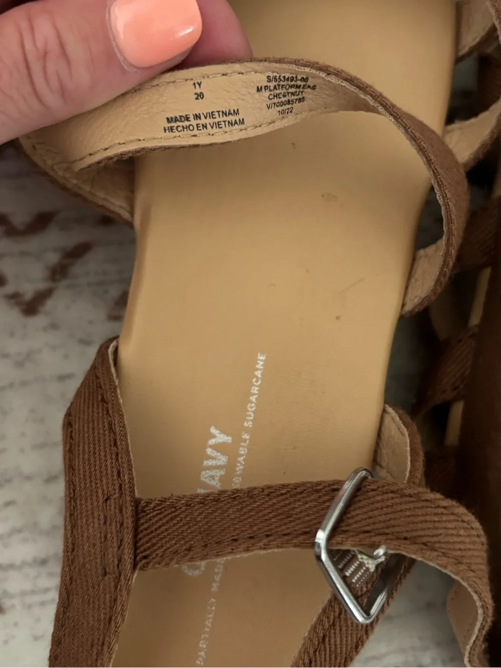 Girls’ Old Navy Brown Multi-Strap Ankle Buckle Wedge Sandals